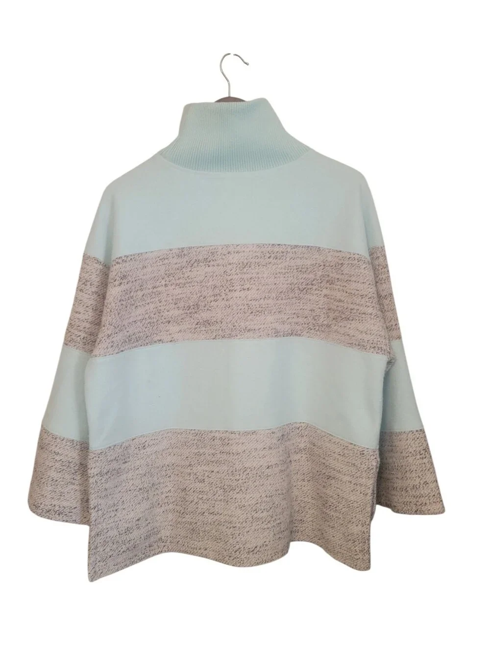Anthropologie Daily Practice Oversized Colorblock Turtleneck Sweater Blue Grey S